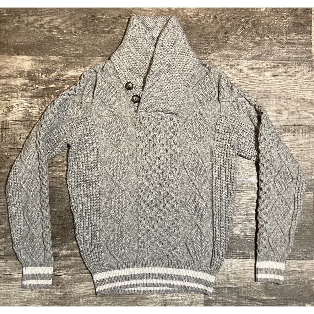 Marine Layer Sweater Mens M Merino Wool  Shawl Cable Knit Pullover Long Sleeve